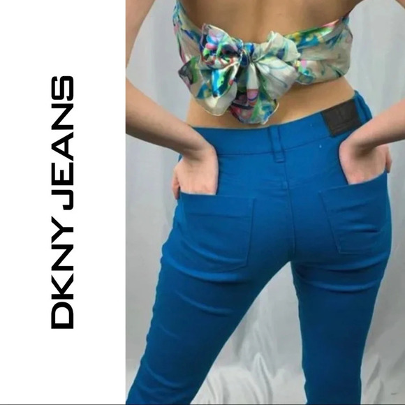 Dkny Denim - DKNY Jeans Soho Skinny Teal Green Coloured Denim Size  4